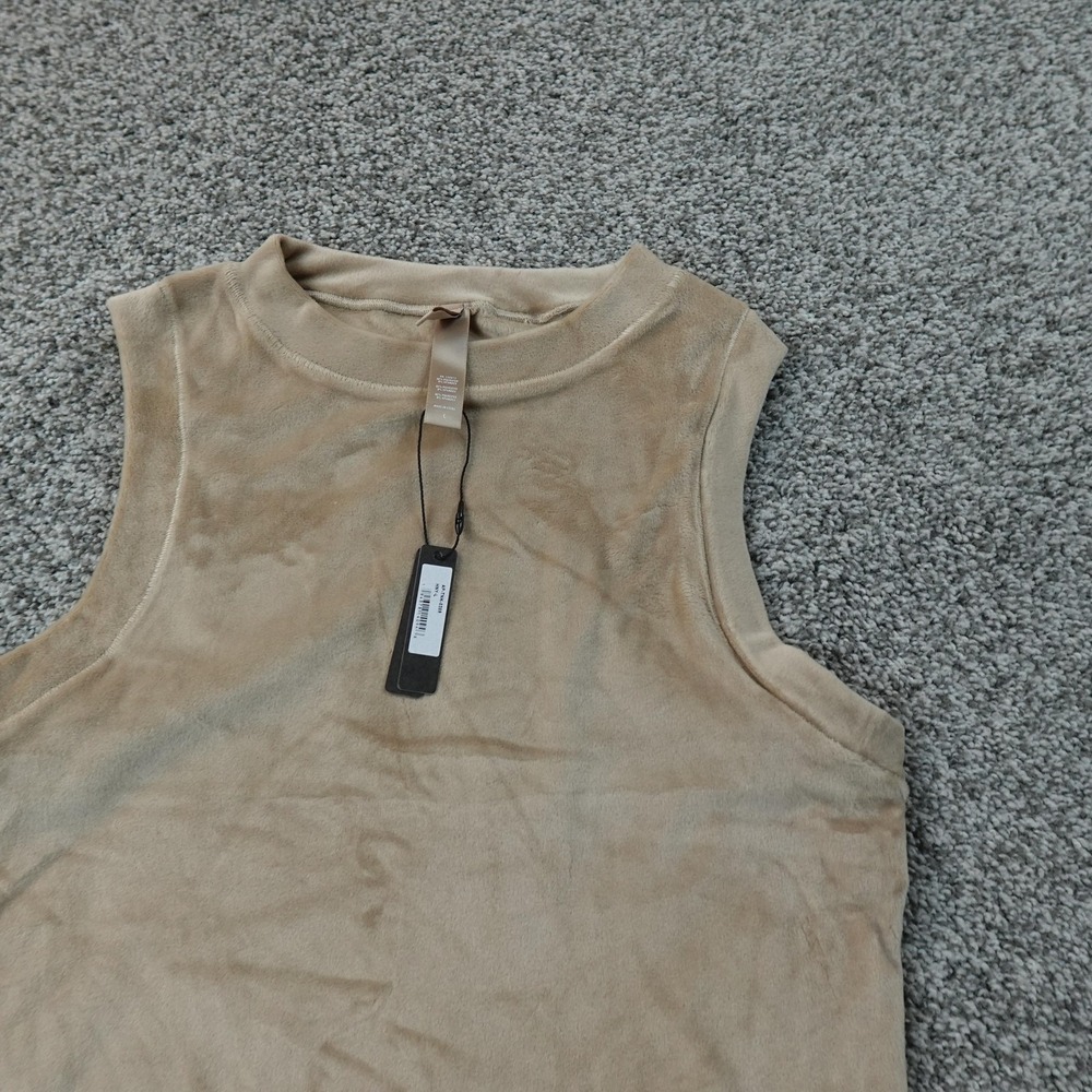 NEW SKims Tank Top Womens L Beige Velour Pullover Sweater Vest Sleeveless Shirt - Picture 3 of 10
